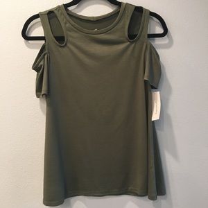 Alya Cold Shoulder Olive Green Top (XS) - NWT